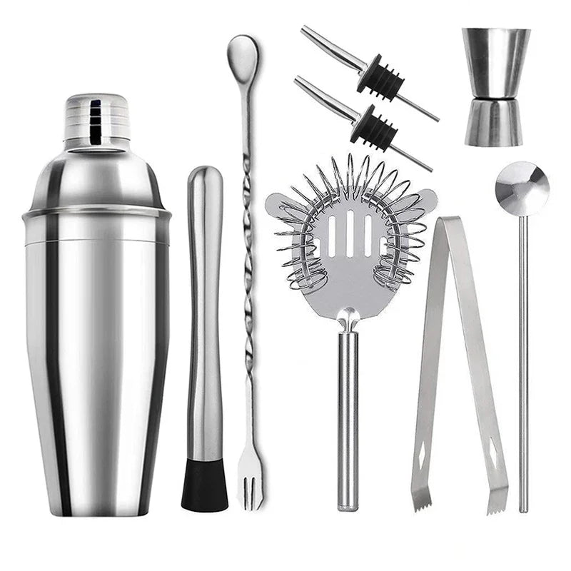 Stainless Steel Cocktail Shaker Set with Storage Bag Essentials