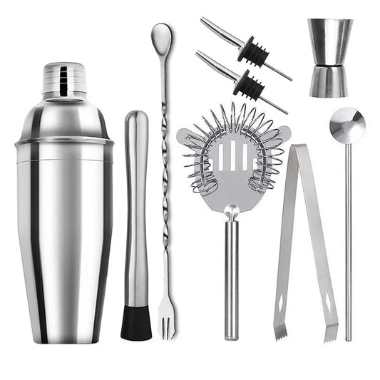 Stainless Steel Cocktail Shaker Set with Storage Bag Essentials