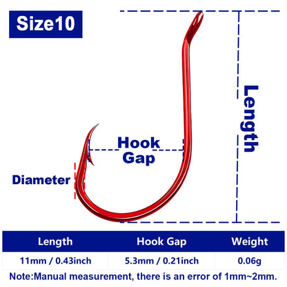 HookUpCo. Red Octopus Circle Hooks, 50-100 PCS - HookUpCo.