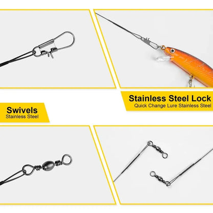 HookUpCo. 20PC Steel Fishing Line Leaders Set