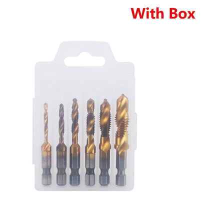 HookUpCo. Titanium Hex Shank Metric Tap Drill Bit Set