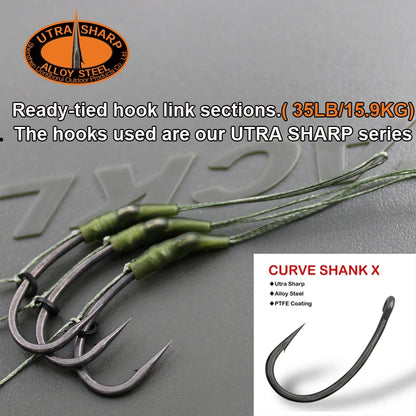 Ready-Tied Carp Fishing Rigs with Soft Hook Links