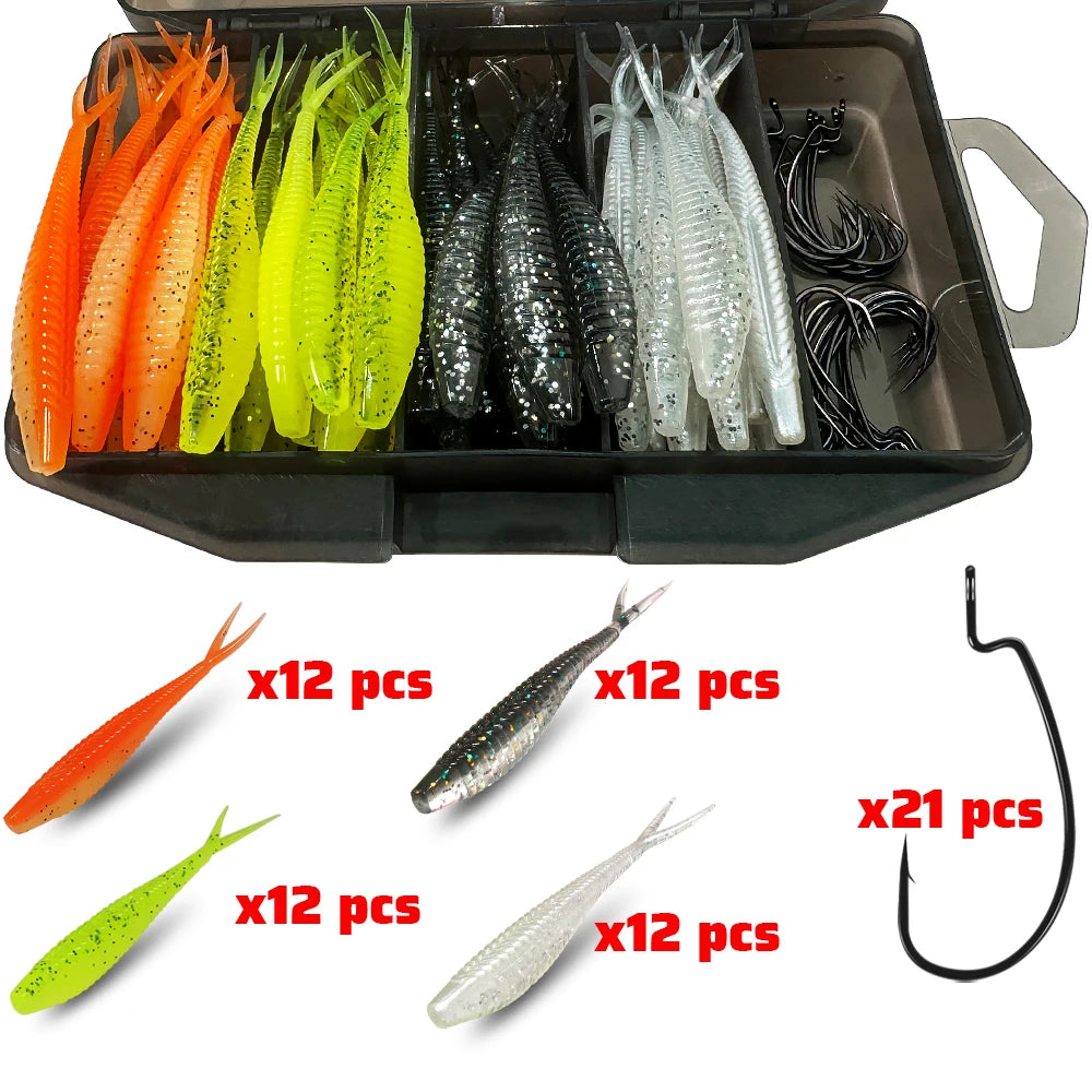 HookUpCo. 70-Piece Soft Lure Set - HookUpCo.