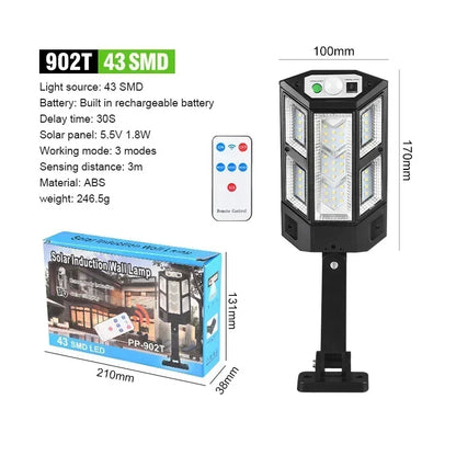 Outdoor Solar Garden Lights with Human Body Motion Sensor 3 Modes Terrace Garage Courtyard Waterproof Outdoor Solar Lamp
