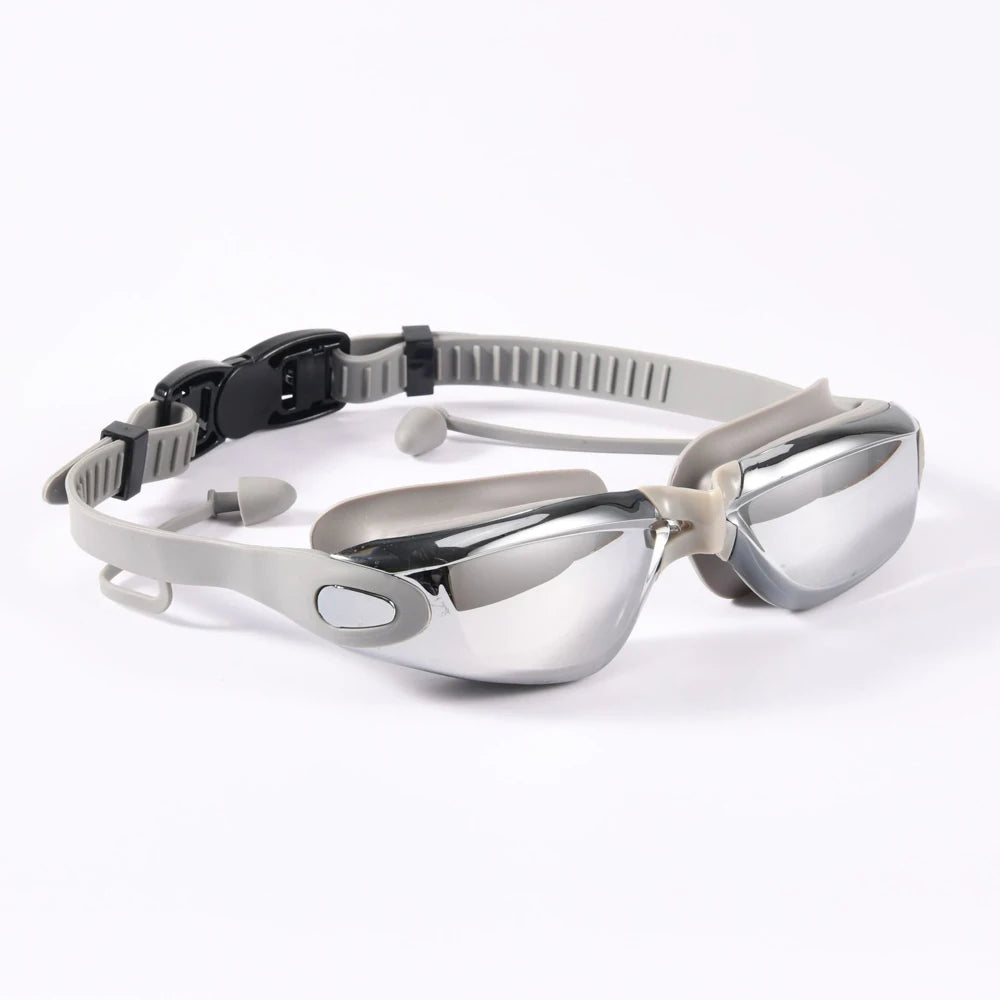 Swimming Goggles Adults Swim Glasses with Earplug Men Women Anti-fog Waterproof Swim Eyewear Pool Diving Training Race Glasses