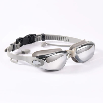 Swimming Goggles Adults Swim Glasses with Earplug Men Women Anti-fog Waterproof Swim Eyewear Pool Diving Training Race Glasses