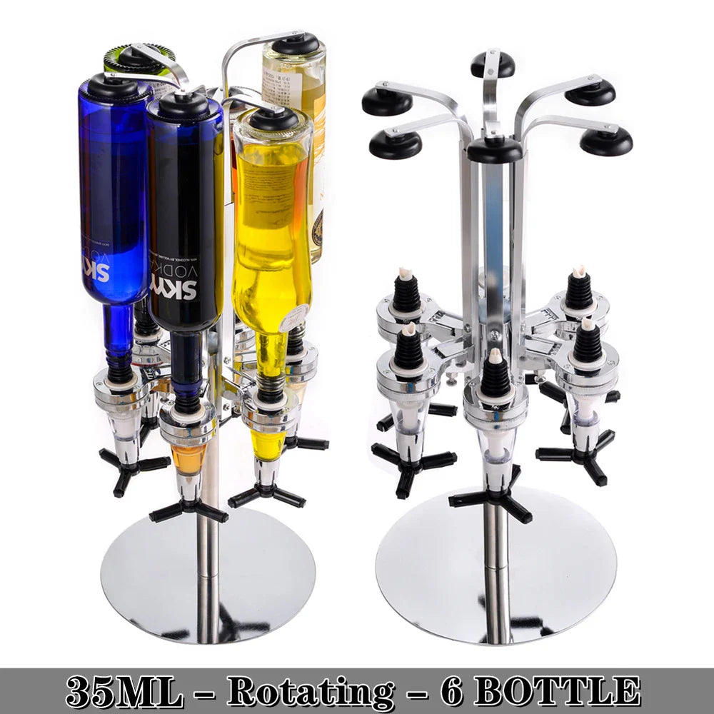 Rotating Liquor Dispenser for Home Bar - 2/4/6 Bottle Capacity