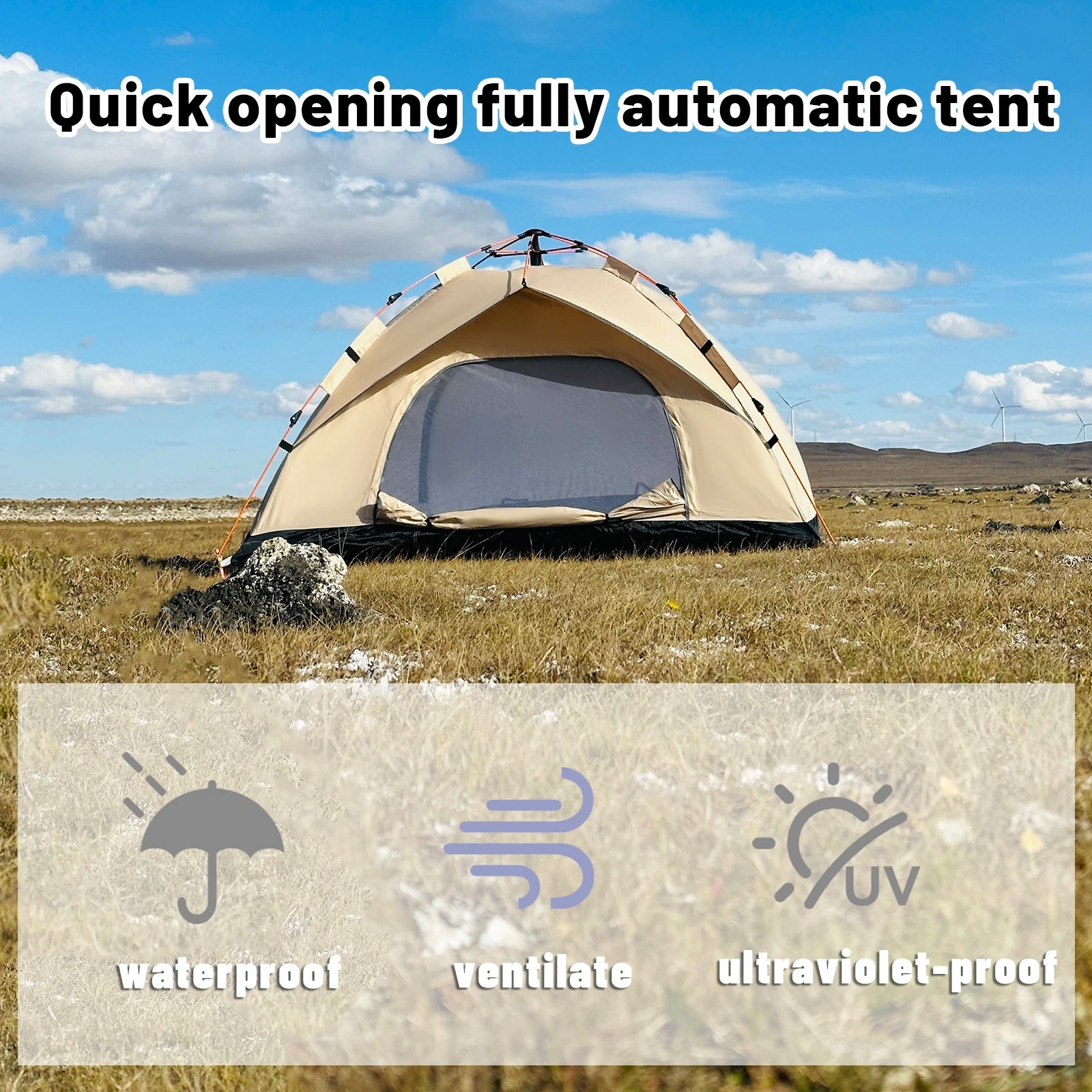 HookUpCo. Quick-Open Rainproof Beach Tent for 4 - HookUpCo.