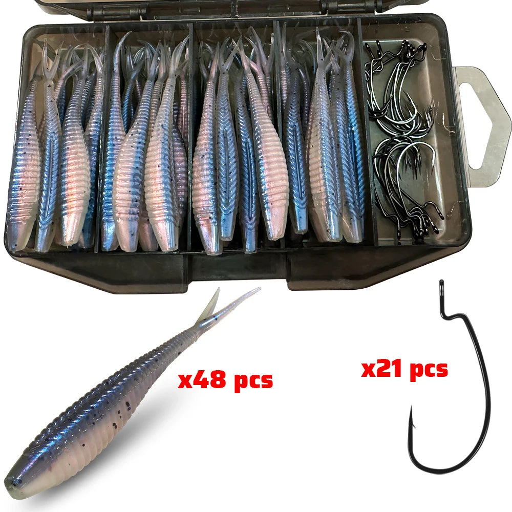HookUpCo. 70-Piece Soft Lure Set - HookUpCo.