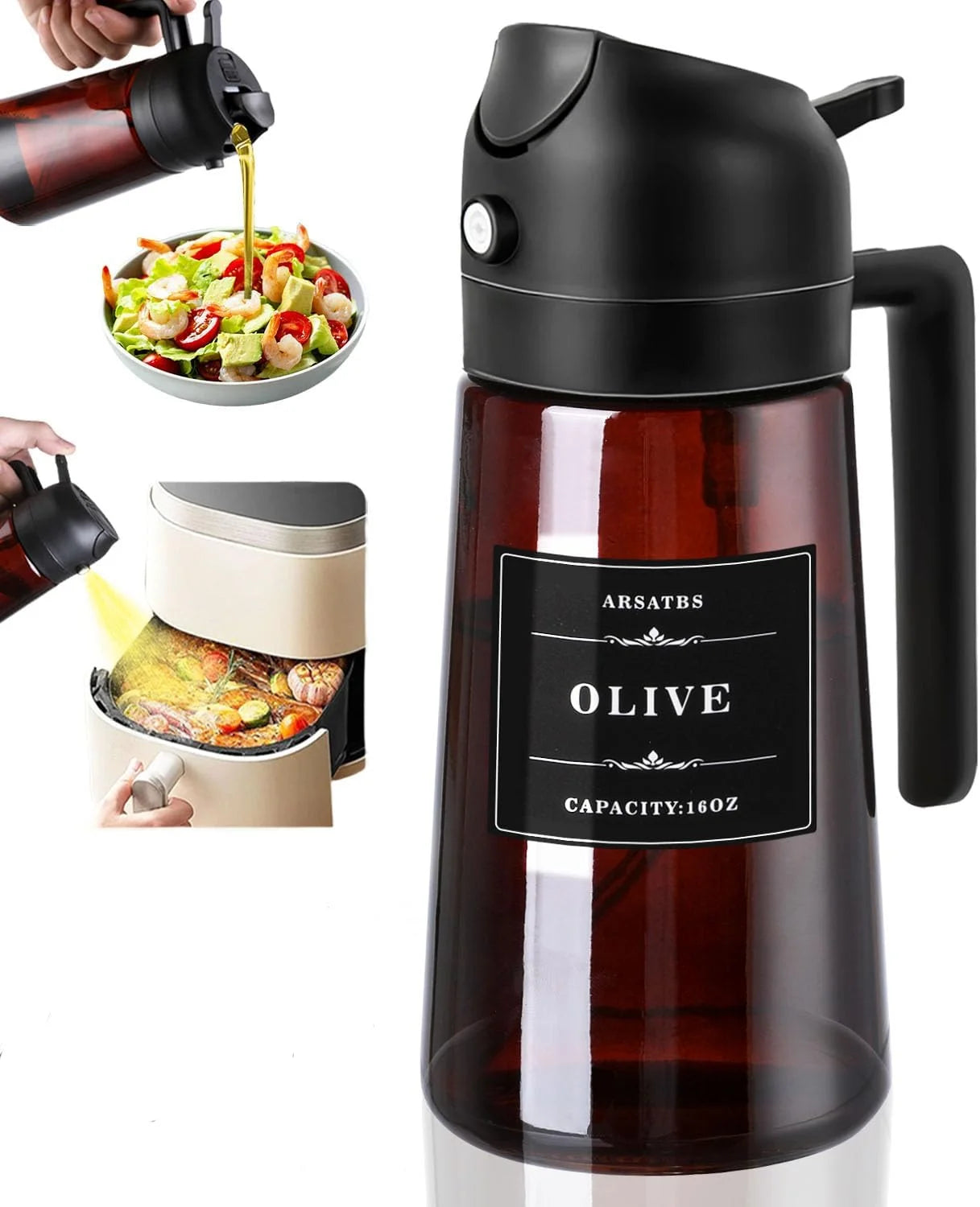 HookUpCo. 2-in-1 Olive Oil Sprayer Bottle
