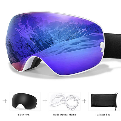 HookUpCo. Anti-Fog Ski Goggles with UV400 Protection