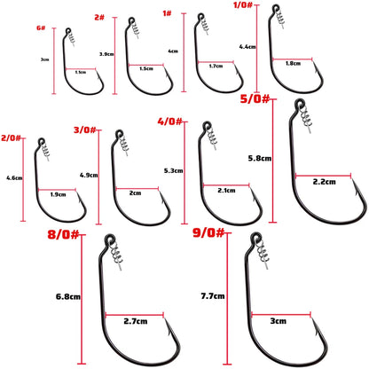 HookUpCo. 10-Pack Sharp Offset Worm Hooks - HookUpCo.