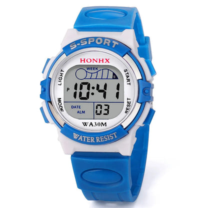 Waterproof LED Sports Watch for Kids with Alarm and Date