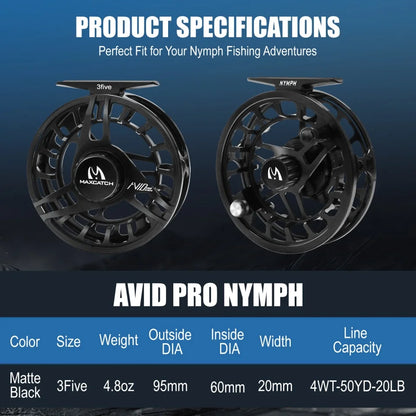 HookUpCo. AVID PRO Fly Reel - Lightweight, Large Arbor