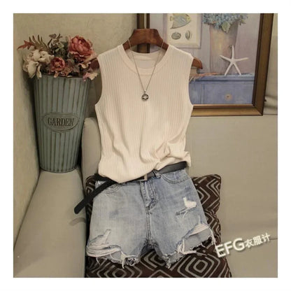 Summer Sleeveless Knit Blouse for Women - Casual Comfort Wear