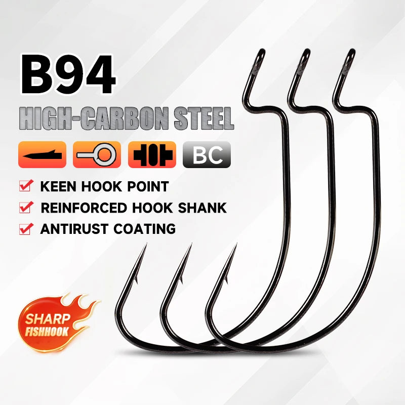 HookUpCo. 10-Pack Offset Fishing Hooks Set - HookUpCo.