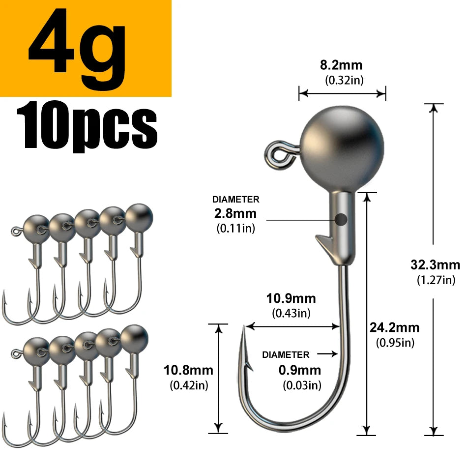 Versatile Jig Head Hooks for Fishing - Multiple Sizes Available