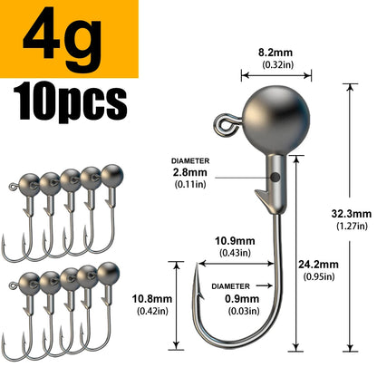 Versatile Jig Head Hooks for Fishing - Multiple Sizes Available