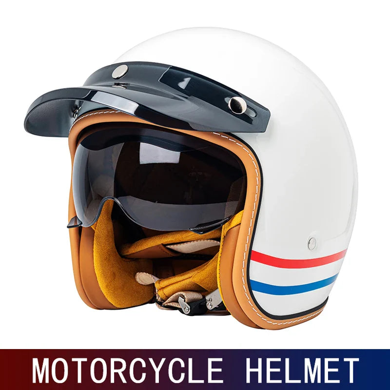 Retro 3/4 Motorcycle Helmet with Visor for Ultimate Safety