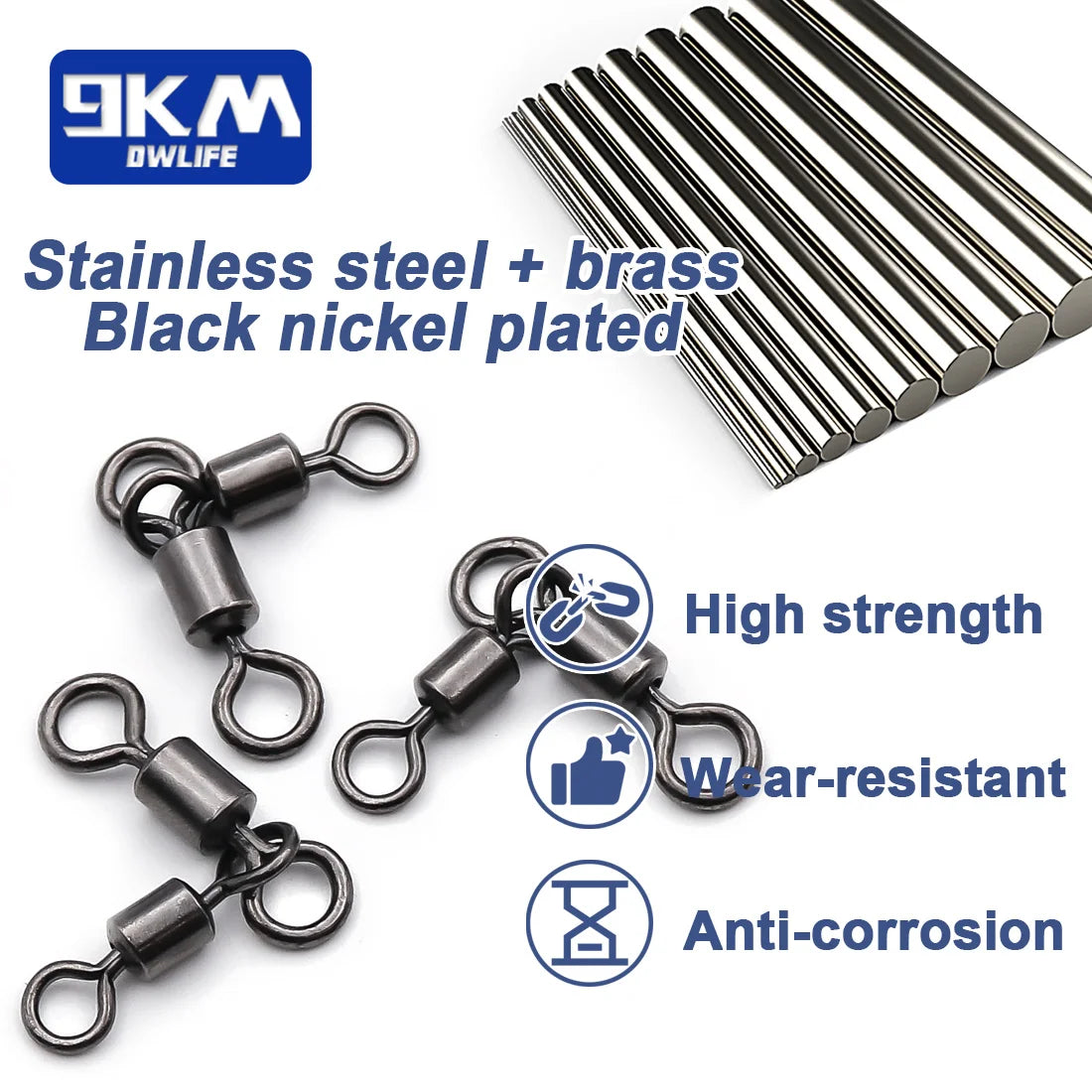 3 Way Swivels Fishing Connectors for Freshwater & Saltwater