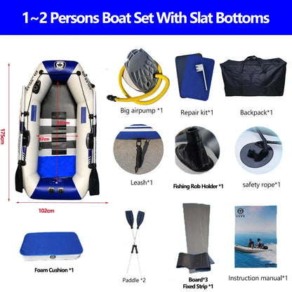 Inflatable Fishing Boats, Slats Bottom PVC 1-7 ppl. Outdoor Water Fun 1.75-3.3m