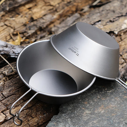 Ultralight Titanium Camping Bowl with Fixed Handle, 260ml