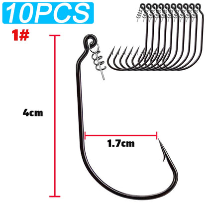 HookUpCo. 10-Pack Sharp Offset Worm Hooks - HookUpCo.