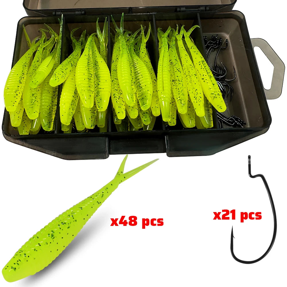 HookUpCo. 70-Piece Soft Lure Set - HookUpCo.