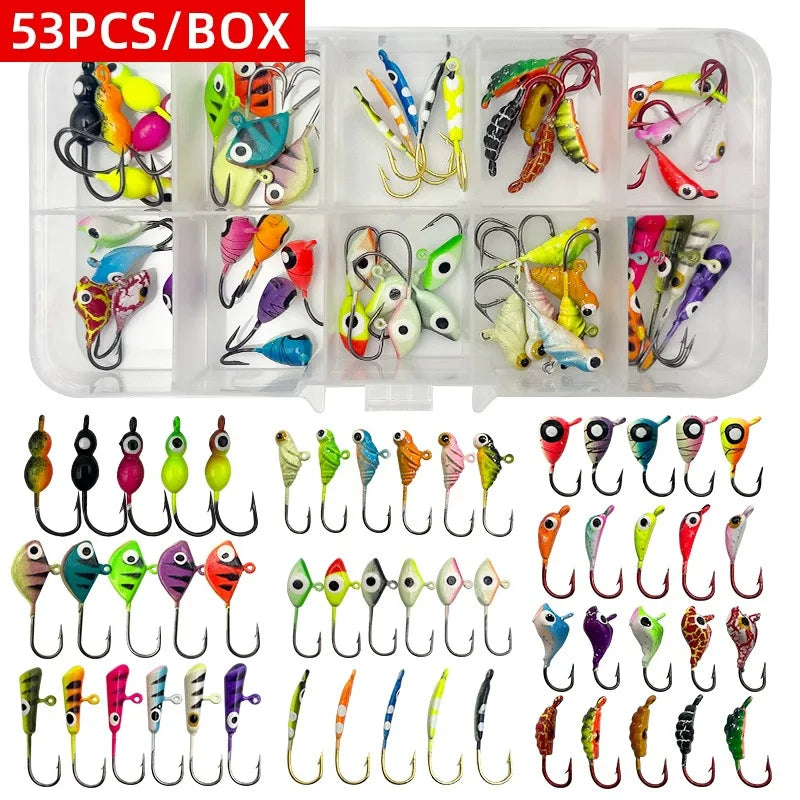 HookUpCo. 53-Piece Luminous Ice Fishing Hook Set - HookUpCo.
