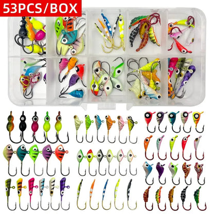 HookUpCo. 53-Piece Luminous Ice Fishing Hook Set - HookUpCo.