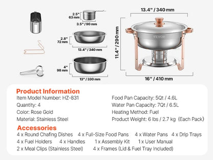 HookUpCo. Stainless Steel Chafers