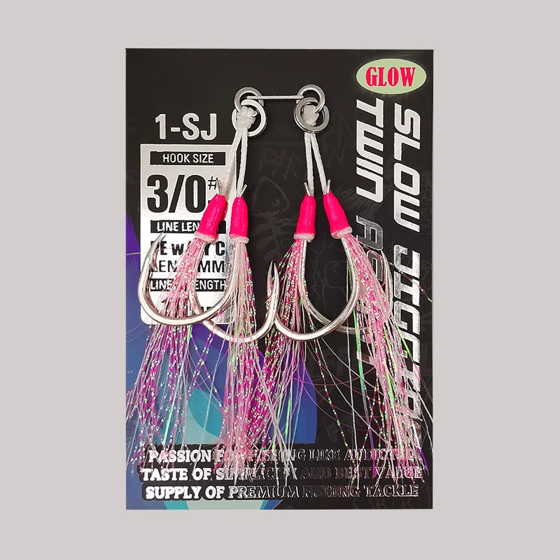 Glow Twin Assist Hooks for Sea Fishing - HookUpCo.