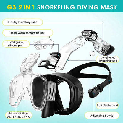 Diving Snorkeling Half Face Anti Fog Swimming Facemask Snorkel Set