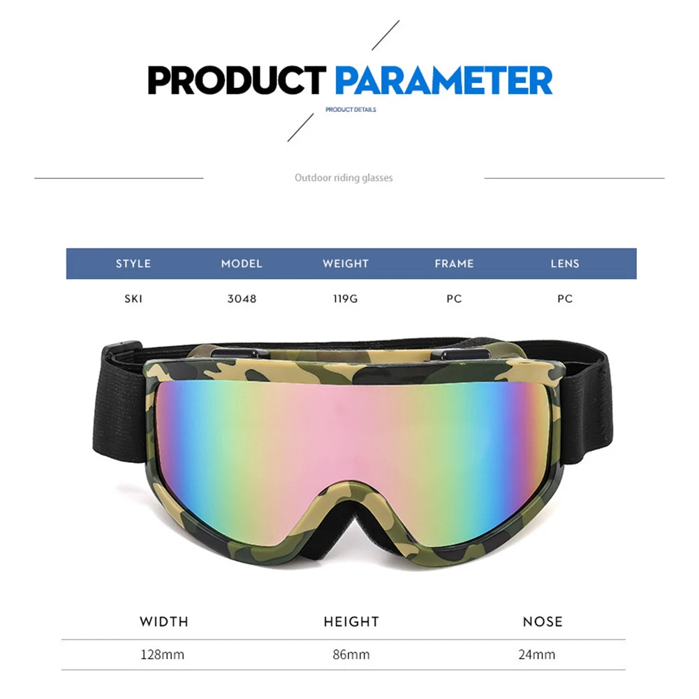 Large Frame Ski Goggles with Colorful Anti-Glare Lens
