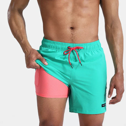 HookUpCo. Men's Quick-Dry Beach Shorts with Zipper Pockets