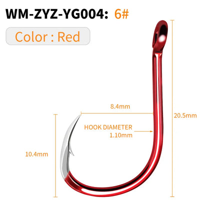 HookUpCo. Sharp Red Fishing Hooks, 16 Sizes - HookUpCo.