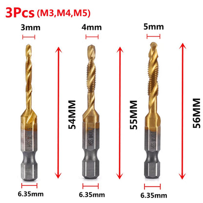 HookUpCo. Titanium Hex Shank Metric Tap Drill Bit Set
