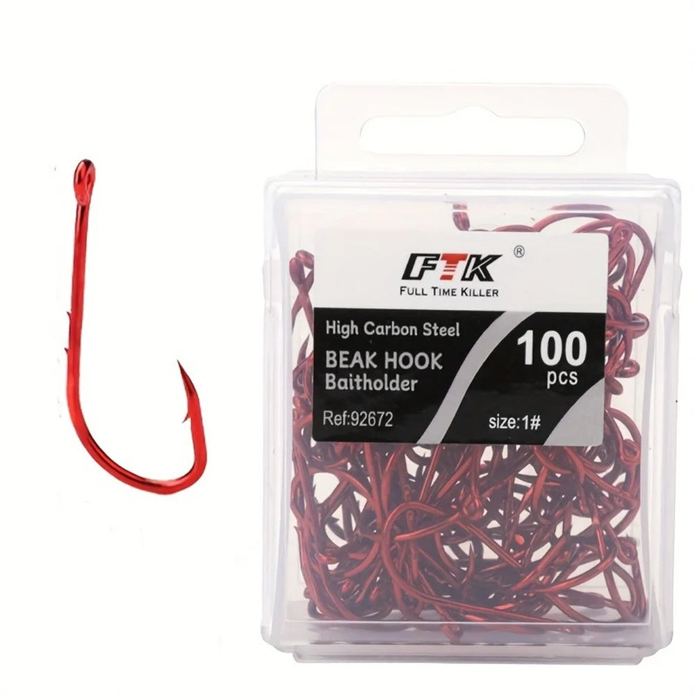 HookUpCo. Premium Red Barbed Fishing Hooks - HookUpCo.