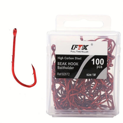 HookUpCo. Premium Red Barbed Fishing Hooks - HookUpCo.