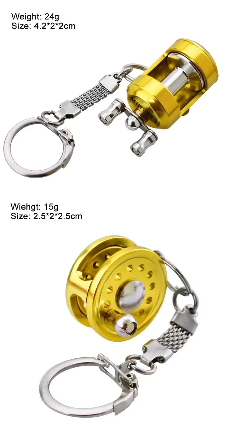 Miniature Gold Fishing Reel Keychain by HookUpCo. - HookUpCo.