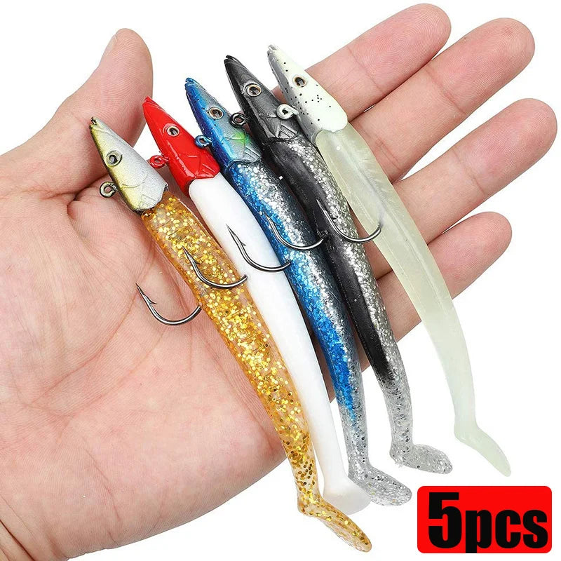 HookUpCo. 5pcs Soft Wobblers Fishing Lures Set