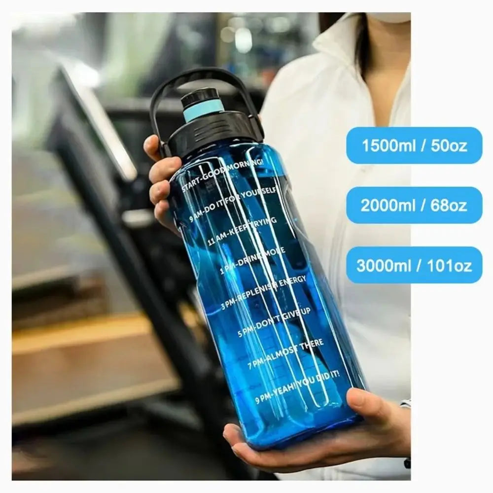 Large Capacity Leak-Proof Water Bottle with Time Markers