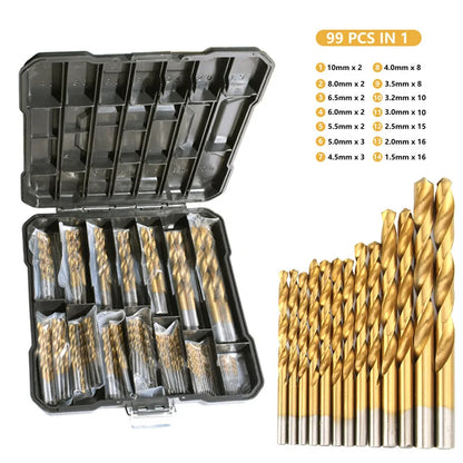 HookUpCo. Titanium Coated Drill Bit Set for Metal & Wood