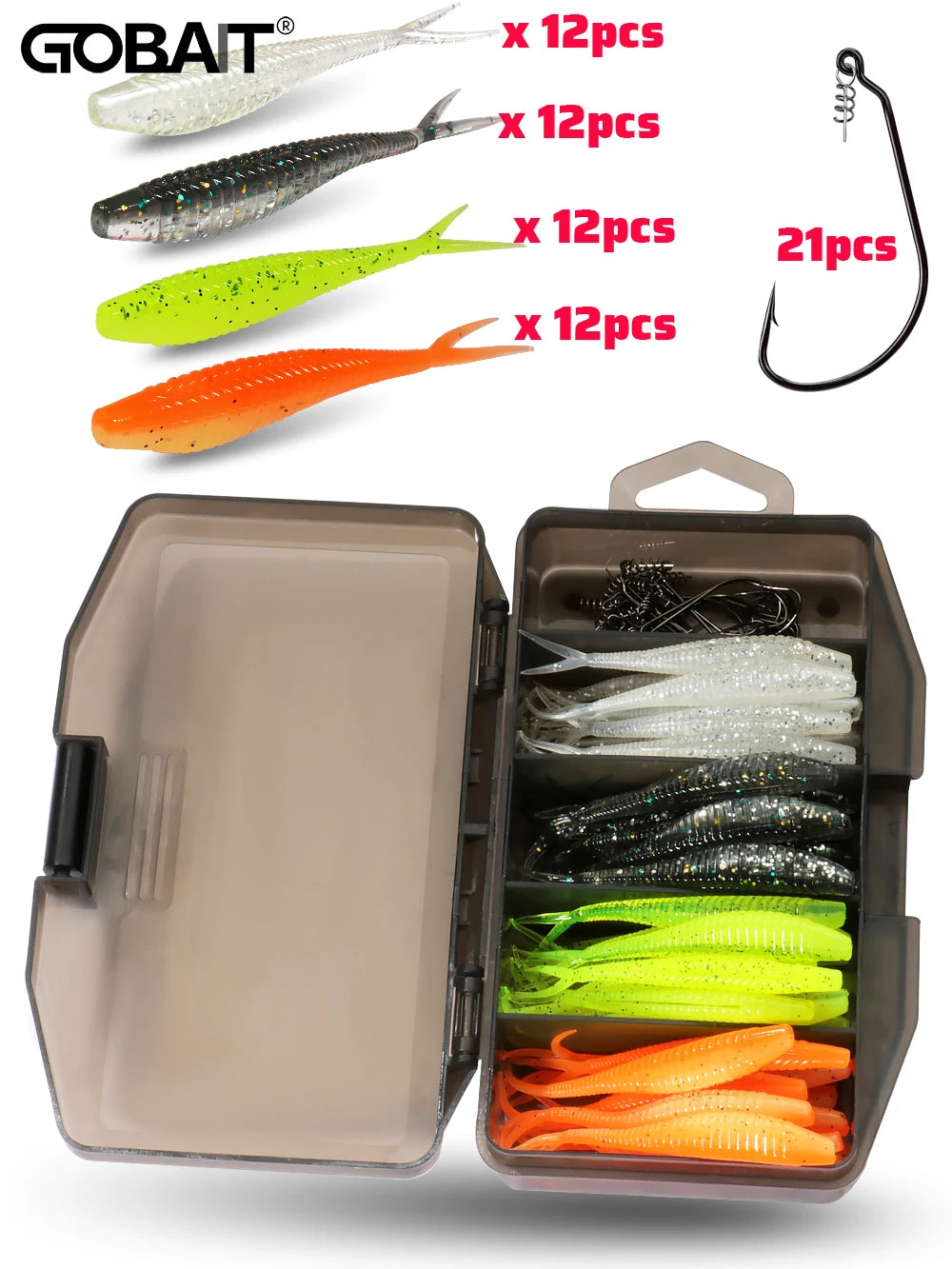HookUpCo. 70-Piece Soft Lure Set - HookUpCo.
