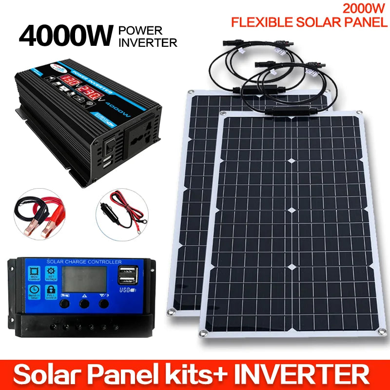 2000W Flexible Solar Panel System with 12V Controller Kit