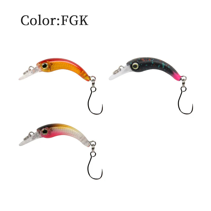 Set of three colorful fishing lures with hooks, assorted FGK color, for outdoor fishing gear
