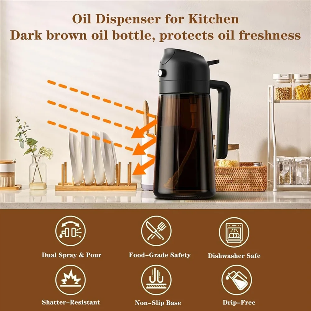 HookUpCo. 2-in-1 Olive Oil Sprayer Bottle