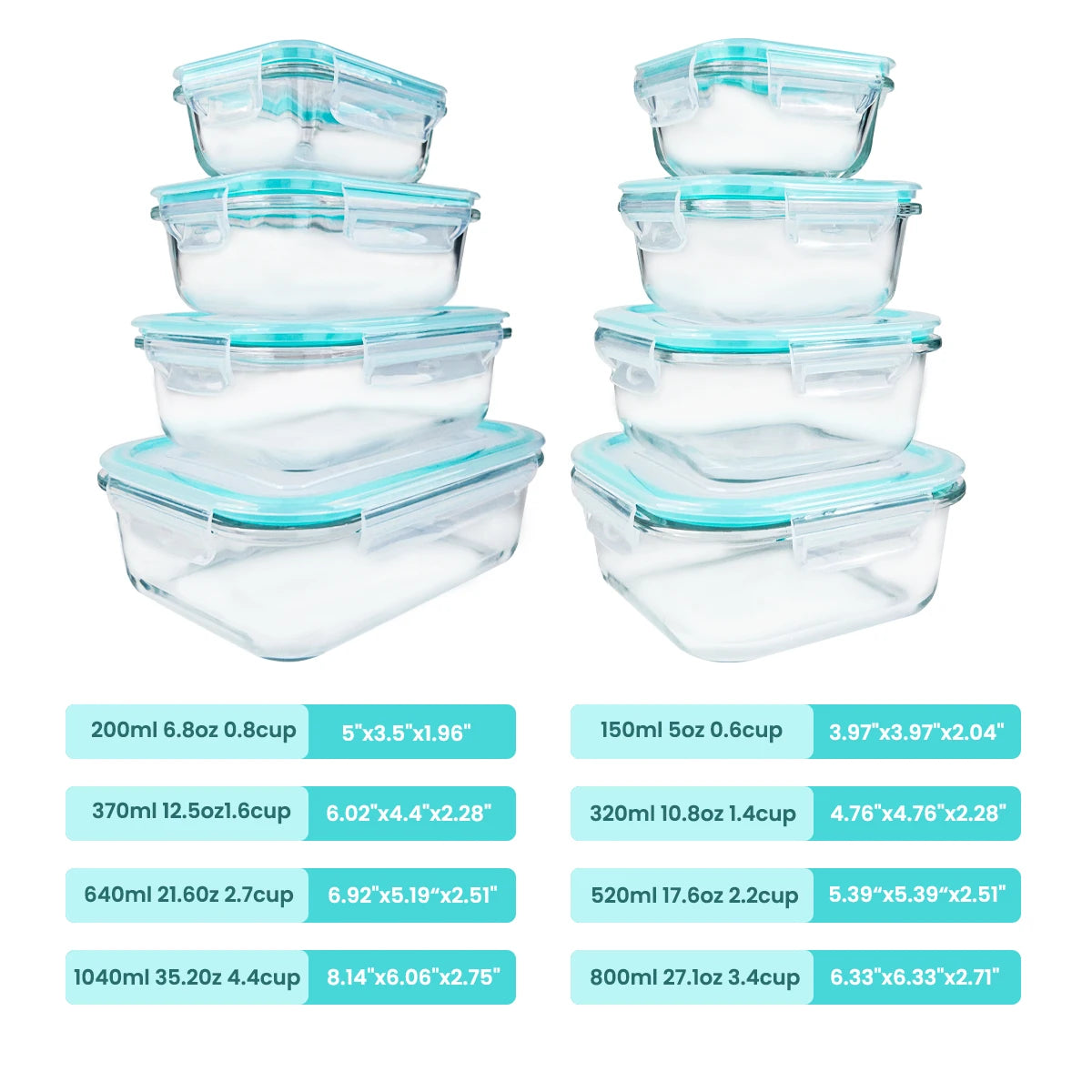 HookUpCo. Glass Storage Set 8pcs