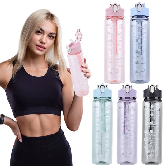 Portable Large Capacity Water Bottle with Straw and Handle