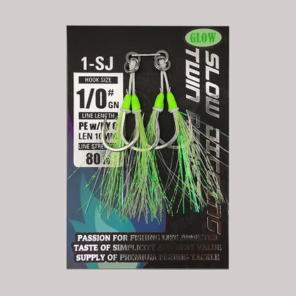 Glow Twin Assist Hooks for Sea Fishing - HookUpCo.